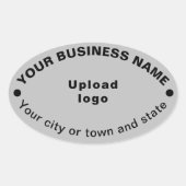 グレーのステッカーに楕円形のビジネスブランド 楕円形シール (正面)