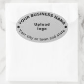 グレーのステッカーに楕円形のビジネスブランド 楕円形シール (バッグ)