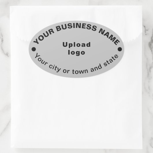 グレーのステッカーに楕円形のビジネスブランド 楕円形シール (バッグ)