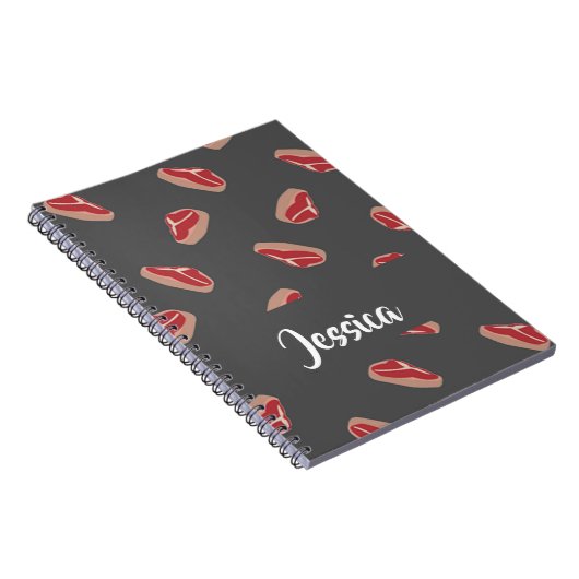 グレーのステーキ肉の模様 ノートブック (右側)