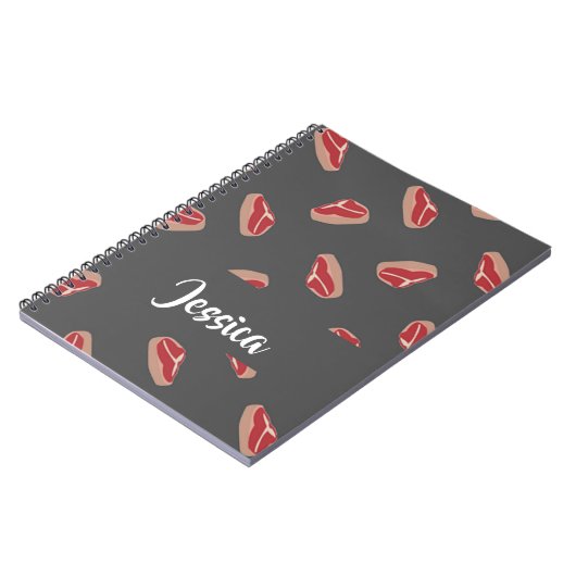 グレーのステーキ肉の模様 ノートブック (左側)