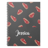 グレーのステーキ肉の模様 ノートブック (正面)