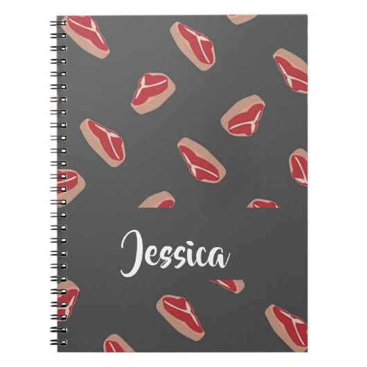 グレーのステーキ肉の模様 ノートブック (正面)