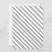 グレーのストライプとピンクの花の結婚式招待状 新しい 招待状 (裏面)