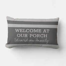 グレーのストライプ歓迎ポーチファミリー名屋外 アウトドアクッション