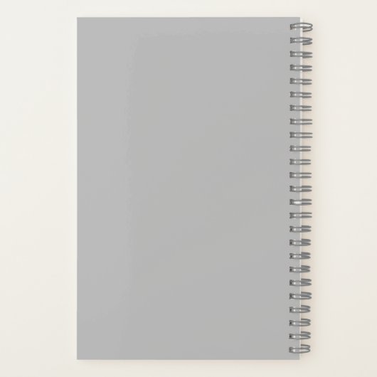 グレーのスパイラルノートブックのビジネス名とロゴ ノートブック (裏面)