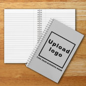 グレーのスパイラルノートブックのビジネス名とロゴ ノートブック