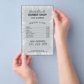 グレーのスプラッシュ背景バーバー価格リスト チラシ (ハンドル)