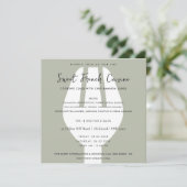 グレーのスプーン フォーク クッキング クラス インビテーション テンプレート (スタンド正面)