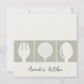 グレーのスプーン フォーク クッキング クラス インビテーション テンプレート (裏面)