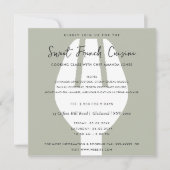 グレーのスプーン フォーク クッキング クラス インビテーション テンプレート (正面)