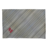 グレーのスモークモノクロストライプモノグラムの 枕カバー (正面左)