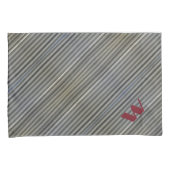 グレーのスモークモノクロストライプモノグラムの 枕カバー (正面右)