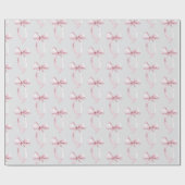 グレーのソフトピンクのリボン ラッピングペーパー (フラット)