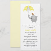 グレーのゾウさんと黄色のベイビーシャワー 招待状 (正面/裏面)