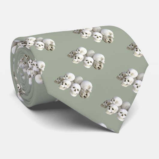 グレーのタイ/スカル ネクタイ (ロール)