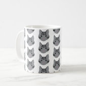 グレーのタビー猫オンマグカップ コーヒーマグカップ (正面左)