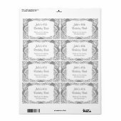 グレーのダマスクの水のボトルカスタマイズの好意! ラベル (フルシート)