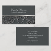 グレーのダマスク付き名刺の任意の色 名刺 (正面/裏面)