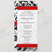 グレーのダマスク・ブラックのスワール結婚式モノグラム 招待状 (正面/裏面)