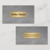 グレーのテクスチャとメタル金ゴールドフレーム 名刺 (正面/裏面)