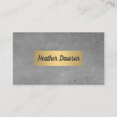 グレーのテクスチャとメタル金ゴールドフレーム 名刺 (正面)