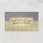 グレーのテクスチャと金ゴールドの手書き線 名刺 (裏面)