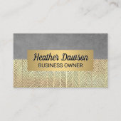 グレーのテクスチャと金ゴールドの手書き線 名刺 (正面)