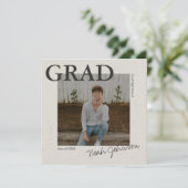 グレーのテクスチャー効果 卒業写真 招待状 (スタンド正面)