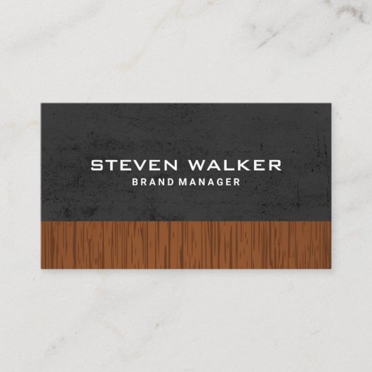 グレーのテクスチャ |木材 名刺 (正面)