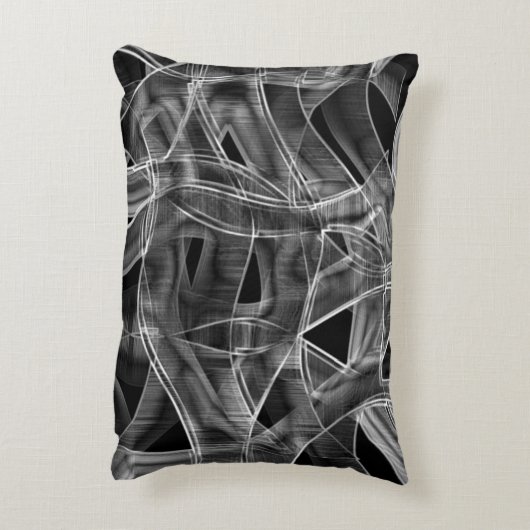 グレーのテープ状のカーブ、ハイライトされたラインのレリーフ、 浮き彫り アクセントクッション (裏面(縦))