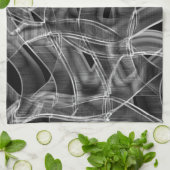 グレーのテープ状のカーブ、ハイライトされたラインのレリーフ、 浮き彫り キッチンタオル (折り畳み)