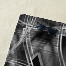 グレーのテープ状のカーブ、ハイライトされたラインのレリーフ、 浮き彫り ビーチタオル