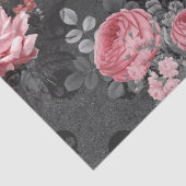 グレーのデコページのピンクのバラとスカル 薄葉紙 (詳細)