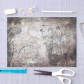 グレーのデコページの女性 薄葉紙 (クラフト)