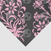 グレーのデコページ上のスカルとピンクのフラワーダマスク 薄葉紙 (詳細)