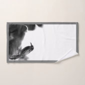 グレーのトリム黒い鳥 – Raven バスタオルセット (ハンドタオル)