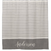 グレーのトルコストライプ語文字 |ファームハウス風呂 シャワーカーテン (正面)