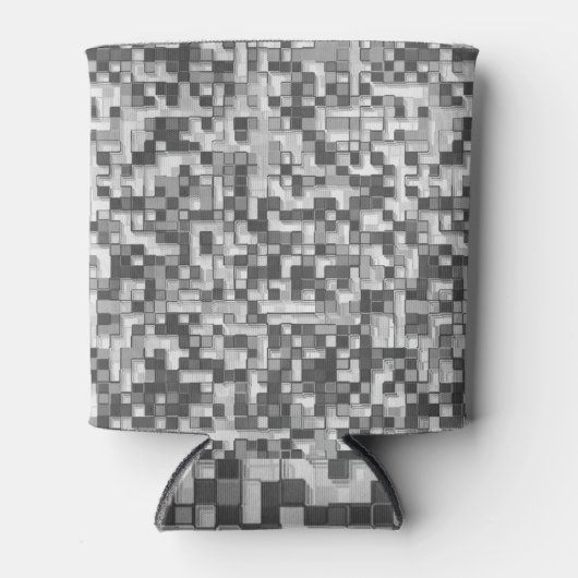 グレーのトーンでシャッフルしたミニ澄ん正方形 缶クーラー (正面)