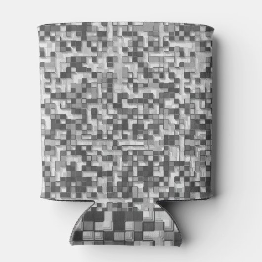 グレーのトーンでシャッフルしたミニ澄ん正方形 缶クーラー (裏面)