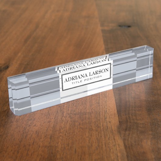 グレーのトーン長方形パターン デスクネームプレート (側面)