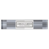 グレーのトーン長方形パターン デスクネームプレート (正面)