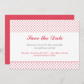 グレーのドットとコーラル色のSave the Date セーブザデート (正面/裏面)