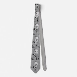 グレーのネクタイにハリー・トルーマンのB/W写真 ネクタイ