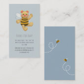 グレーのハニービー熊ベビーシャワー予約リクエスト エンクロージャーカード (正面/裏面)