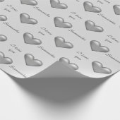 グレーのハートカスタムと私は任意の名前であなたの文字を愛する ラッピングペーパー (角)