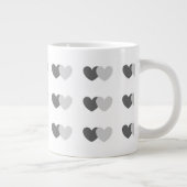 グレーのハート模様のバレンタインマグ ジャンボコーヒーマグカップ (右)