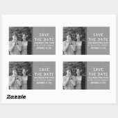グレーのバイナリコード写真Save the Date Stickers 長方形シール (シート)