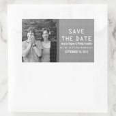 グレーのバイナリコード写真Save the Date Stickers 長方形シール (バッグ)