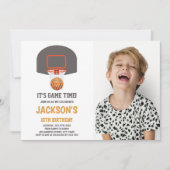 グレーのバスケット招待状と写真 招待状 (正面)